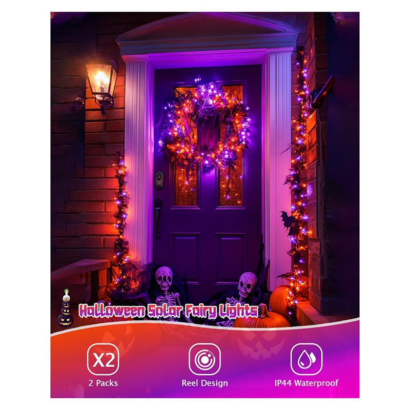 Halloween Led String Lights Orange - Luci a stringa solari per Halloween