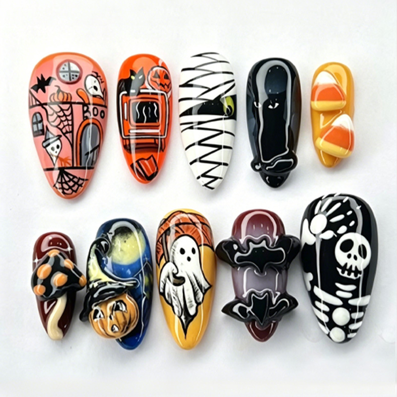 Halloween Skeleton Decoration - 30 pezzi di unghie finte in