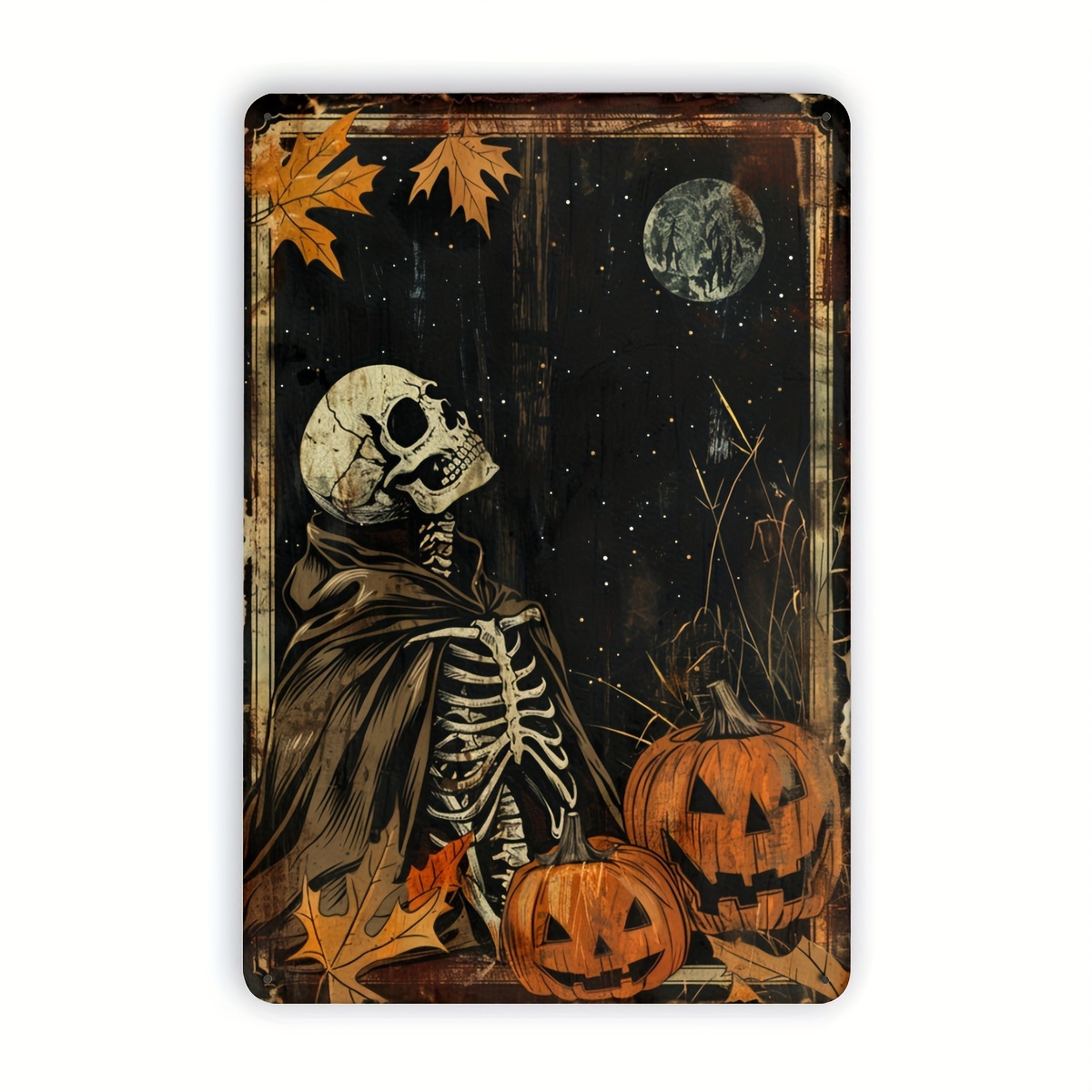 Halloween Skeleton Decoration - Targa in metallo a tema Halloween