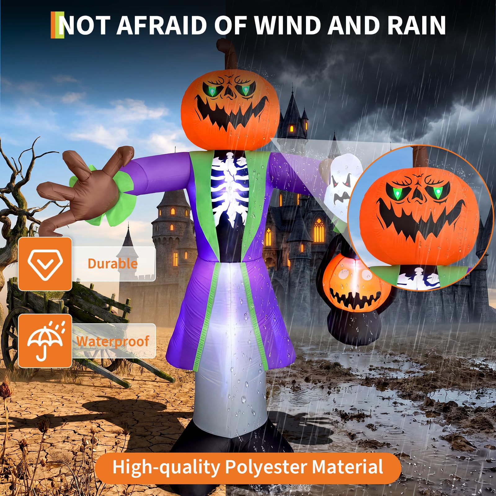 Zombie zucca gonfiabile illumi - Halloween Pumpkin Decor Led recensione e prezzo